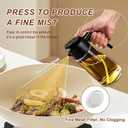 X&E 16oz/470ml Glass Olive Oil Sprayer for Cooking, 2 in 1 Olive Oil Dispenser Bottle, Food Grade Oil Mister for Kitchen Gadgets, Air Fryer Accessories, Salad & BBQ Black