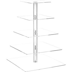 QWORK 5-Tier Adjustable Acrylic Cupcake Stand, High-Transparency Acrylic Tree Tower Display Stand for Weddings, Parties, Events