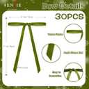 Senjie 30Pcs Velvet Bows for Christmas Tree, Vintage Rustic Christmas Ribbon Bows Ornaments for Garland, Wreath, Gift Wrapping and Indoor Outdoor Holiday Party Decorations (Olive Green, 5" x 7") (Width of 3/8")