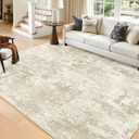 RELEANY Washable Area Rugs 5'x7' Non-Slip Modern Abstract Soft for Living Room Entryway Bedroom Nursery, Print Pattern, Beige Cream Brown