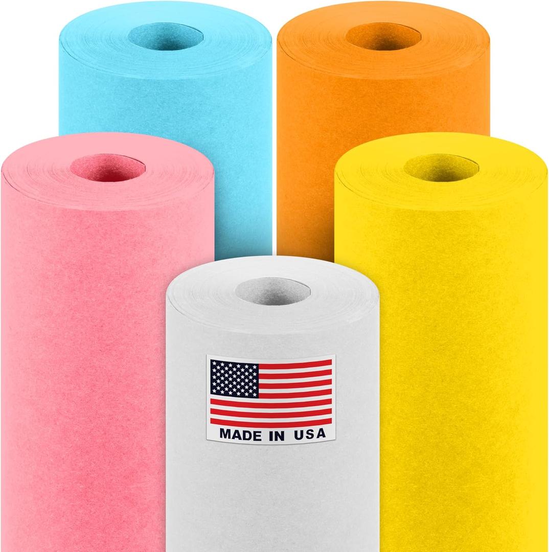 18" x 1200" (100 ft) Beach-Themed Kraft Paper Set, 45 Lbs - Light Blue, Yellow, Orange, White, Pink Kraft Paper - Made in USA Colored Paper for Crafts, Appliques for Kids, DIY, Origami