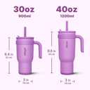 VINUR Insulated Tumbler with Handle-30 oz Stainless Steel Coffee Travel Mug with Leak Proof Straw Lid| Water Cup for Travel|Cup Holder Friendly|Gifts for Women, Lilac Purple