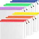 SUNEE 12pcs Mesh Zipper Pouch 11x16, Large Storage Bags for Board Game & Puzzle Organizing, Reusable Plastic Zip Organizer for Travel (A3, 6 Colors) (Multicolored)