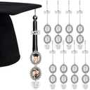 Sureio 8 Pcs Graduation Cap Memorial Photo Charm Tassel Charms for 2025 Tassel Charm Memorial Photo Class Decorations Graduation Gifts to the Cap Topper(Silver)