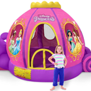 Funormous Disney Princess Carriage Inflatable Pink Bounce House with Slide and Ball Pit, Indoor Outdoor Bouncy Castle with Air Blower Kids Ages 3-8
