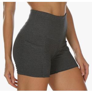 BALEAF High Waisted Workout Biker Shorts for Women, Yoga Gym Running Compression Spandex Shorts GREY XS