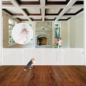 Reinforced 155 Inch Extra Wide Retractable Baby Gate with Reinforced Rods, 13 Feet Wide Retractable Dog Gate Prevents Crawling Under, Extra Long Baby Gate Retractable Fence Outdoor Garage Gate/White