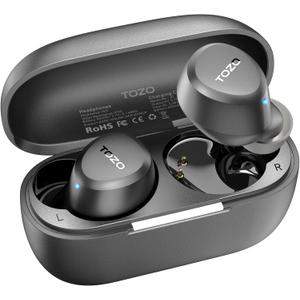 TOZO A1 Wireless Earbuds Bluetooth 5.3 Light Weight in Ear IPX5 Waterproof Headphones 2 Mic for AI Calls, Immersive Premium Sound Bass Headset with Charging Case, 32 Presets EQ Customization via App