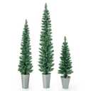 Potted Artificial Christmas Tree Set of 3 with 3/4/5 FT Faux Slim Pencil Trees