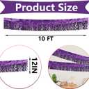 6P Light Purple Wavy Metallic Foil Fringe Banner Tinsel Banner Backdrop Garland Curtains for Parade Floats Wedding Birthday Parties Decoration Halloween Christmas