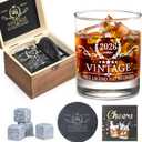 Retirement Gifts for Men Whiskey Glass Set - The Legend Has Retired 2026 - Retirement Party Decorations, Supplies - Gifts Ideas for Him, Dad, Husband, Friends - Wood Box & Whiskey Stones & Coaster