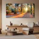 Bamdeya Forest Canvas Wall Art Large Picture Autumn Poster Sunset Tree Wall Decor Natural Landscape Painting Fall Scenery Artwork for Bedroom Living Room Decor Office Home Decorations, Size: 40"L x 20"W