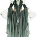 daizbella Renaissance Costume Women Ren Faire Dress Outer Garment Elf Costume for Women(Underskirt Not Included) (Green, L)