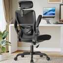 HUANUO Ergonomic Office Chair, High Back Desk Chair with Adjustable Lumbar Support & Headrest, Home Office Swivel Mesh Computer Chair Flip-Up Armrests, Executive Office Chair with Wheels