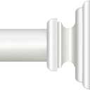 KAMANINA White Curtain Rod 32 to 58 Inches (2.6-4.8ft), 1 Inch Curtain Rods for Windows, Single Drapery Rods Adjustable with Square Finials