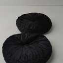 2 Pcs Round Throw Pillows 15 Inch Decorative Velvet Pumpkin Floor Pillows for Living Room Couch Chair Bed Sofa (Black)