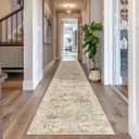 Long Hallway Runner Rug- Carpet Runners for Hallway 12ft, Anti Slip Backing Washable Rug Runner for Bathroom, Entrance, Living Room, Soft Low Pile Mordern Rug Runner(2'x12', Brown/Ivory)