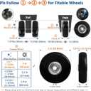 Luggage Wheels Replacement Set 4PC Diameter 2in/50mm Bearings Roller 14mm Thick PU Wheels with 3 Length Axles Full Set Repair Tool for Spinner Suitcase Trolley Bag Draw-bar Travel Box