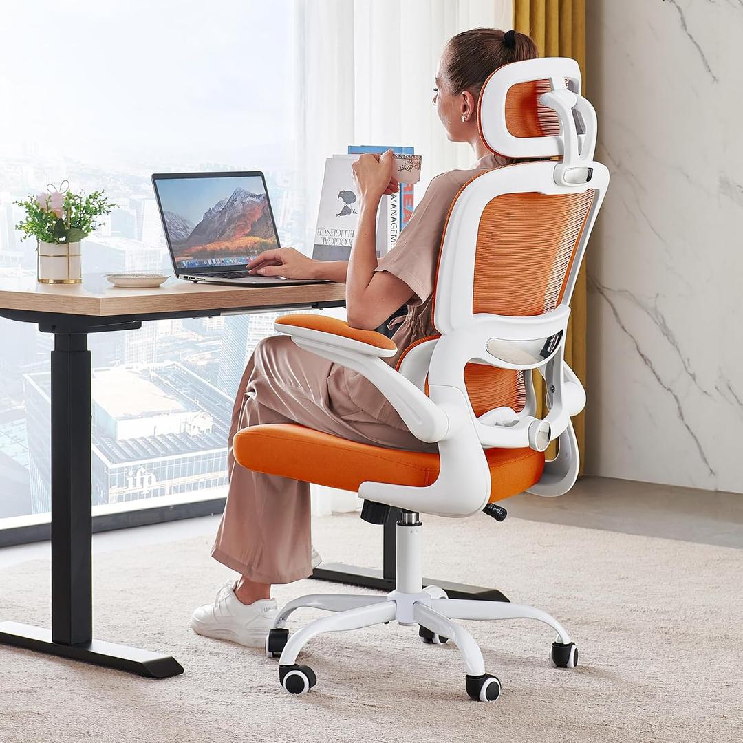 TRALT Office Chair Ergonomic Desk Chair, 330 LBS Home Mesh Office Desk Chairs with Wheels, Comfortable Gaming Chairs (Burnt Orange), Pack of 1