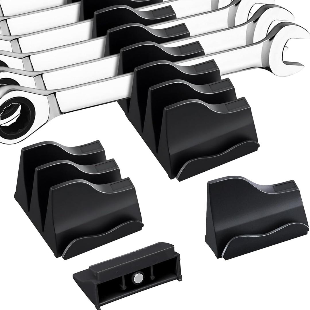 42-Tool Magnetic Wrench Organizer, Customizable Wrench Organizer Set for Tool Box, Wrench Holder for Tool Drawer Storage (BLACK, 42 PCS)