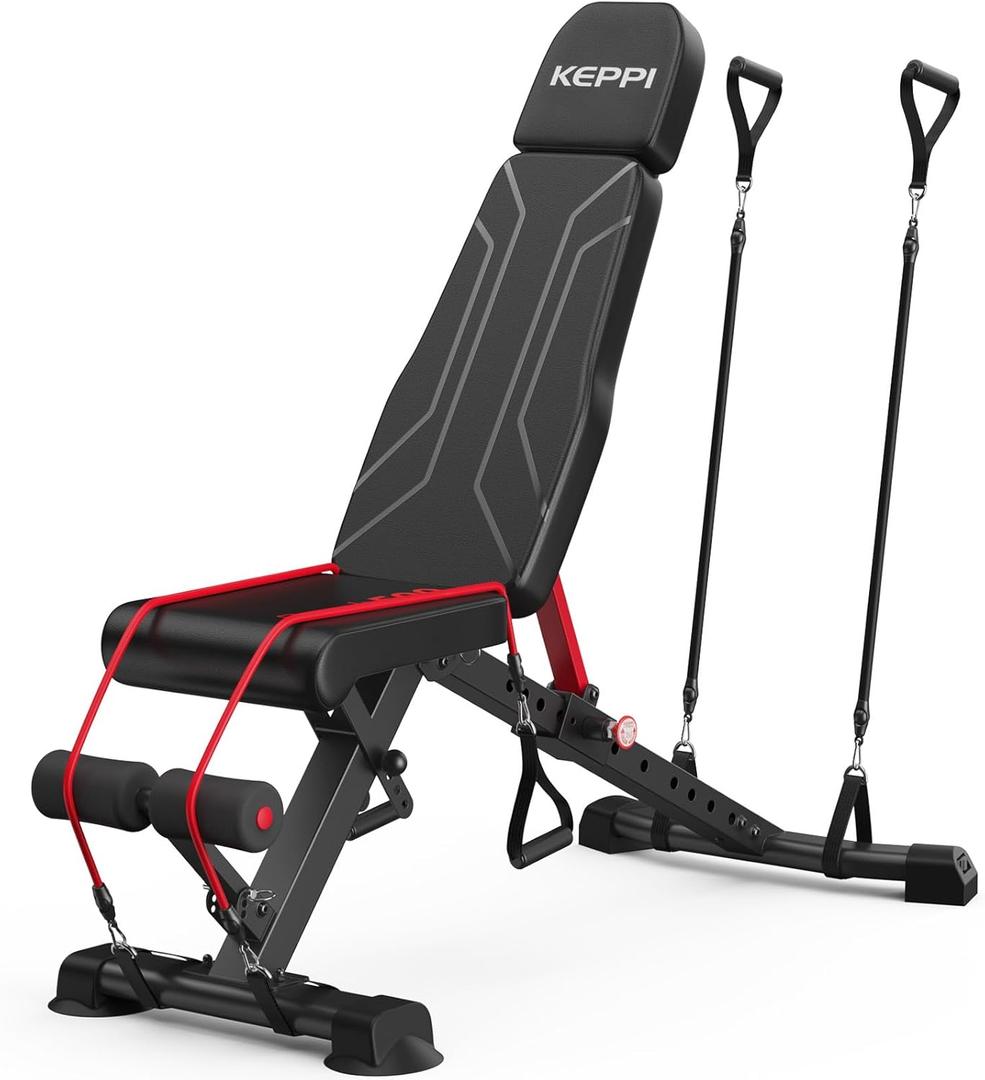 Keppi 900LB Weight Bench, Adjustable Foldable Workout Bench Press for Full Body Strength Training, Incline Decline Bench with Fast Folding - New Version