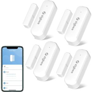Tuya Zigbee Smart Sensor 4Pack,Mini Smart Door Sensor,Wireless Contact Sensor,Kid&Home Safety,Requires Zigbee Gateway, Compatible with Alexa/Google Assistant