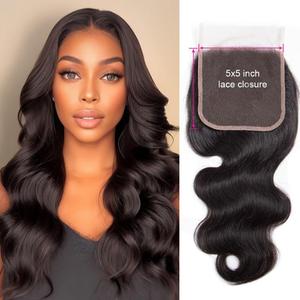 5x5 Lace Closure Hd Transparent Body Wave Frontal Closure 10A Virgin Remy Human Hair Closure Real Hd Transparent Lace Closure Pre Plucked With Baby Hair Natural Black Color(14inch)