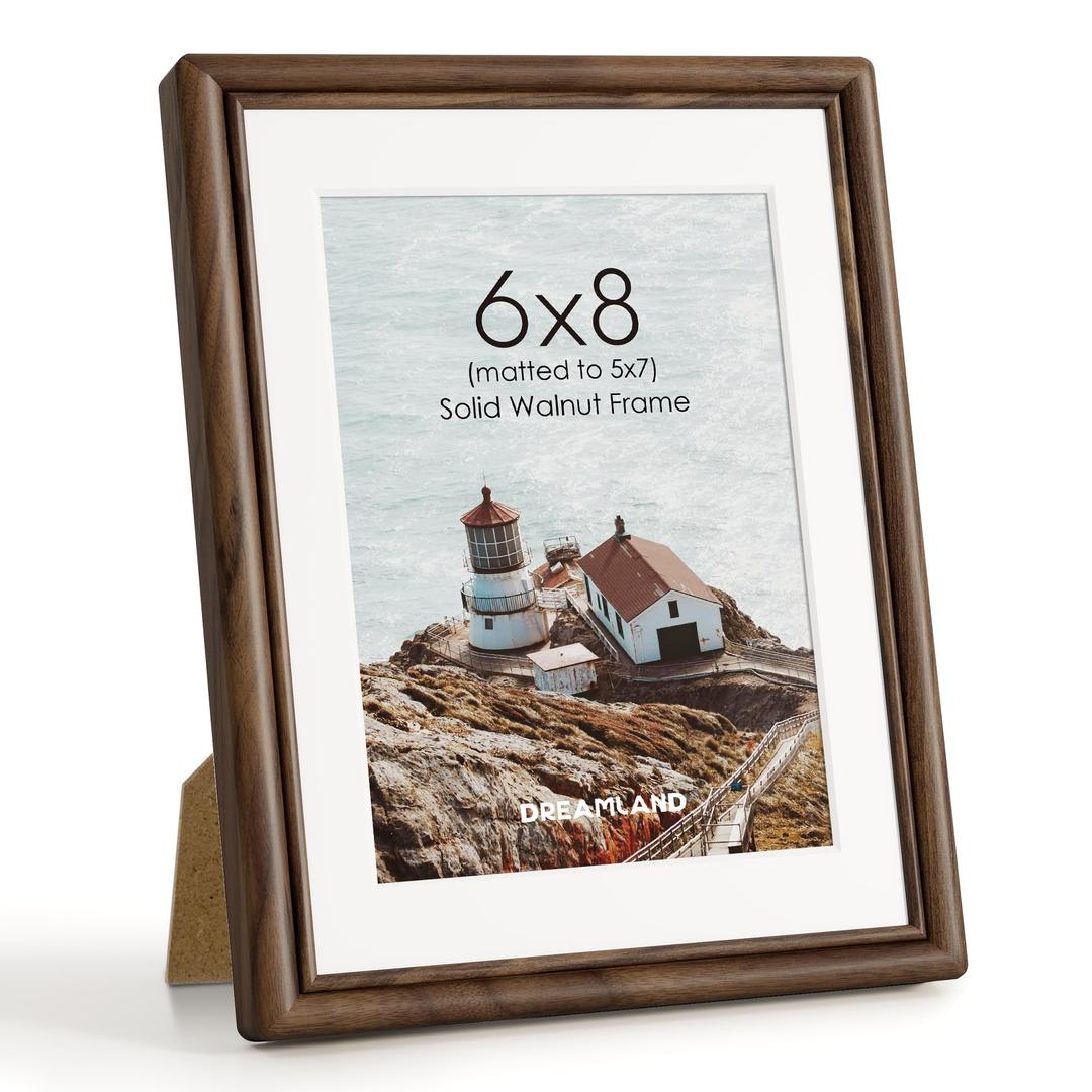 Dreamland 16x24 Solid Walnut Wood Picture Frame, 16 x 24 Wood Poster Frames with Mat for 12 x 18, Rustic Wooden 16 by 24 Frames with Tempered Glass