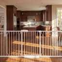 Heavy Duty Baby & Dog Safety Gate, Extra Wide 85.8-90.5 Inch,White Metal, Tension Mounted No Drilling Pet Gate for Large Openings