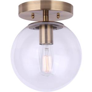 Canarm Camilo IFM1029A08GD-CL Flush Mount - Gold Finish, 1-Light, Clear Glass, 60W Type A15, 8" W x 9.5" H, Sleek Design for Hallways, Bedrooms