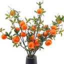 Woration 3PCS Artificial Orange Tree Branches Fake Fruit Tangerine Plants Twig Picks for Home Decor Office Wedding Window Props 37.4 Inch