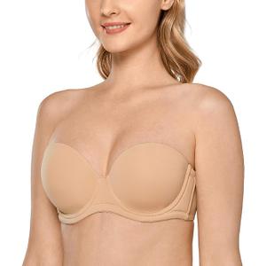 Women's Underwire Contour Multiway Full Coverage Strapless Bra size 40D, Taupe Tan 