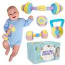 Skywin Baby Weights Photo Props - Dumbbell, Kettlebell, Barbell, and Plush Medicine Ball Workout Toys (Purple)