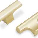 10 Pack Brushed Brass Kitchen Cabinet Knobs Gold Drawer Knobs Kitchen Cabinet Hardware Handles Drawer Knobs Dresser Handles (1-1/4'' Hole Center(knob))