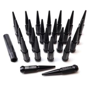 24PCS 14x2 Black Cone/Conical Bulge Seat Wheel Spike Lug Nuts with 1 Socket Key Compatible with Expedition 2000-2018, F-150 1999-2014, Lobo 09-14, Mark LT 05-08, Navigator 2000-2014