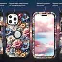 TEECOVER for iPhone 16 Pro Case, Heavy-Duty Shockproof Full Protection Hard Plastic Bumper + Soft Silicone Rubber Protective Case for iPhone 16 Pro - 6.3-Inch, Pink/Blue Flowers