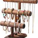 Bracelet Holder, Bracelet Display Stand for Vendors, T-Bar Necklace Scrunchie Wooden Storage Rack, Bangle Watch Jewelry Display Tower (3 Tier)