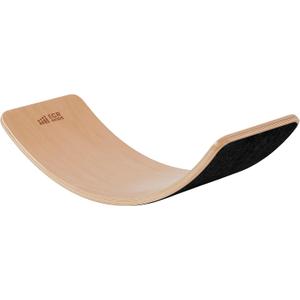 ECR4Kids Wooden Rocking Balance Board with Non-Slip Felt Base, Montessori Toy, Black