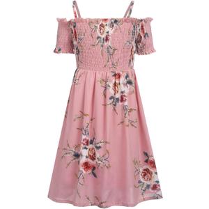 Arshiner Girls Casual Summer Floral Sleeveless Sundress Holiday Cami Dress (10-11 Years, Pink)