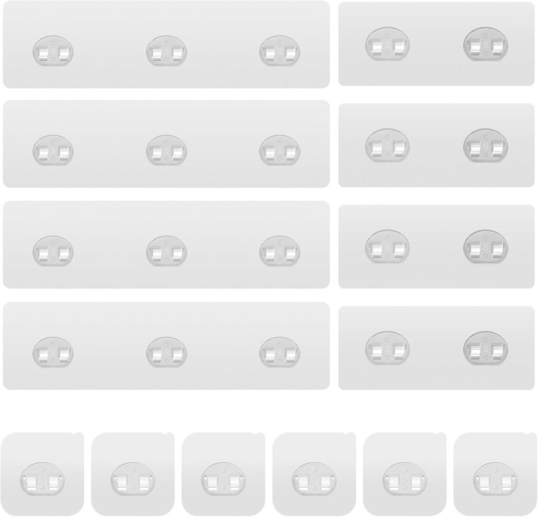 Lsnisni 14 Pack Shower Caddy Adhesive Replacement, Strong Adhesive Hooks, Waterproof Shower Adhesive Strips, No Drilling, for Bathroom Storage Shelves and Kitchen Racks