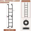 6-Rung Wall Mounted Metal Step Ladder, Basement Window Well Egress & Fire Emergency Escape Ladder, for High Entrance Attic Egress, Bunk Bed Climbing(355LBS Load Capacity, Matte Black)