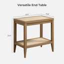 SICOTAS Rattan Night Stand Bedside Table - Farmhouse Boho Narrow End Table for Living Room - Accent Side Table with 2 Rattan Open Storage Shelves for Bedroom, Small Spaces, 1 Piece