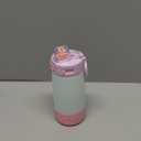 Ello Kids Colby 12oz Stainless Steel Insulated Water Bottle with Straw and Built-In Silicone Coaster Carrying Handle and Leak-Proof Locking Lid for School Backpack, Lunchbox, and Outdoor Sports (Frosted Petal)