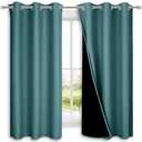 NICETOWN 100% Blackout Short Curtains with Black Liners, 2 Panels, 37" W by 40" L, Sea Teal, Solid Thermal Insulated Full Blackout 2-Layer Lined Drapes, Energy Efficiency Window Draperies for Bedroom