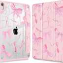 May Chen for iPad (A16) 11th Generation Case 11 Inch 2025, iPad 10th Gen Case 2022 10.9 inch, Built-in Pencil Holder with Shockproof Cover Clear Transparent Back Shell Auto Wake/Sleep, Pink P631 Bows