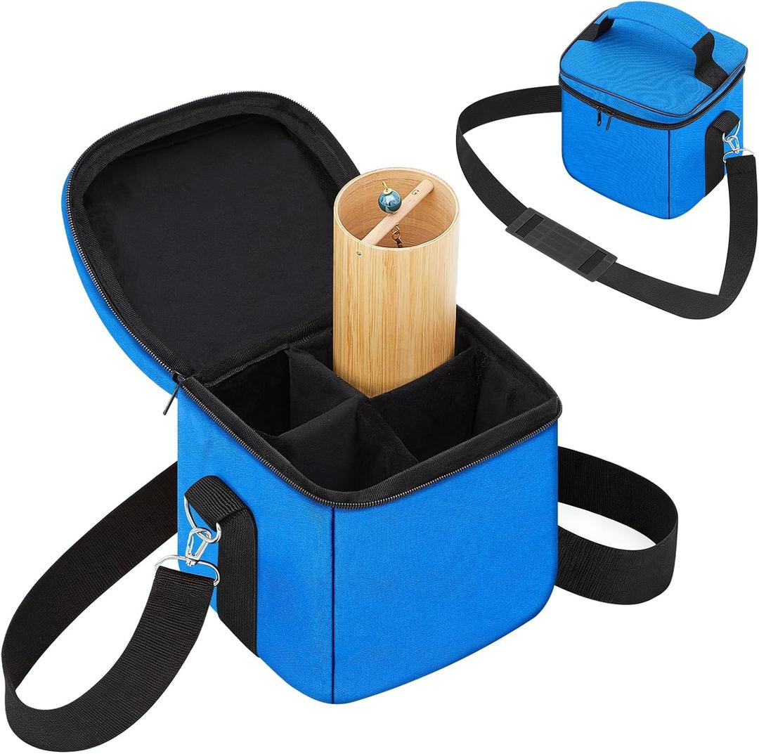 Universal Chimes Case Bag Hold up to 4 Chimes Accessory for Sound Healing Meditation Toolkit Protective Carrying Transport Travel Gig Bag for Wind Chime (Not Included), 8x8x8 Inch (Blue)