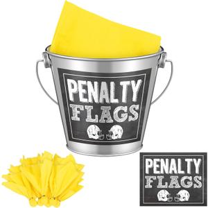 50 Pcs Football Party Supplies Penalty Flags Napkins Yellow Referee Flag with Bucket, Penalty Flag Sticker for Football Game Party Decor Ga Tailgating Referee Accessory