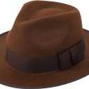 COLLECT PRESENT Classic Adult Fedora Hat  Felt Dress Up Accessory for Halloween, Speakeasy, Detective, or Gangster Outfits
