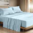 THREAD SPREAD 100% Egyptian Cotton King Size Sheets Set - Luxury 1200 Series Plush Collection Egyptian Cotton Sheets King Size (4 PC, Light Blue), Silky Soft, Cooling, 17" Deep Pocket Bed Set