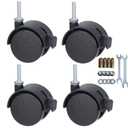 2 Inch Casters Swivel Stem Caster Wheel 1/4" - 20 x 1 New PP Furniture Shelving Casters Replacement Castors with Brakes (with Brake-Black)